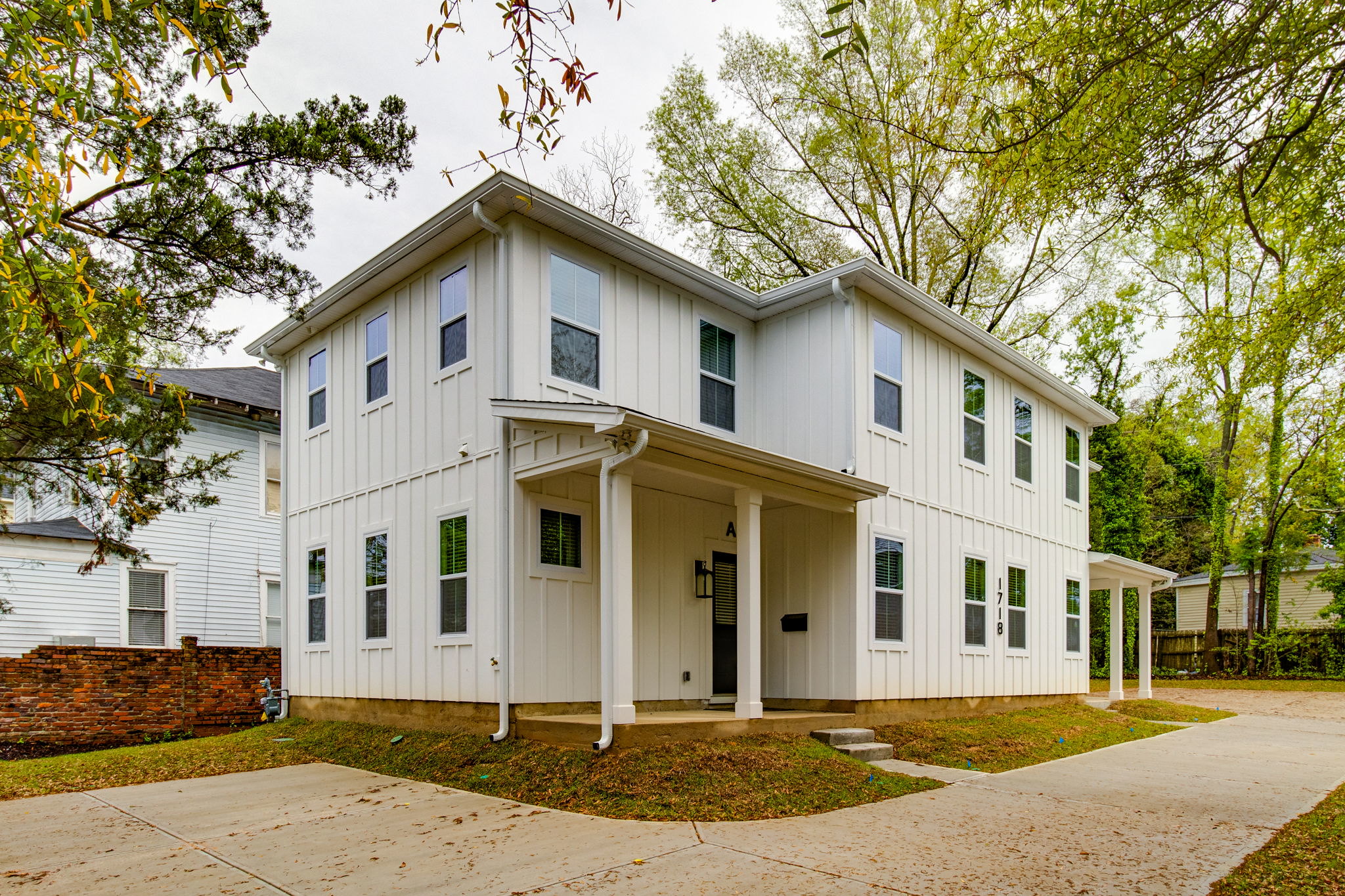 WilsonCo-built student housing duplex with white board-and-batten siding in Columbia South Carolina